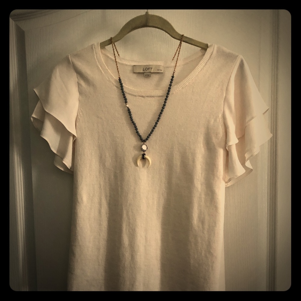 Classic Ivory Top With Flutter Sleeves - image 1